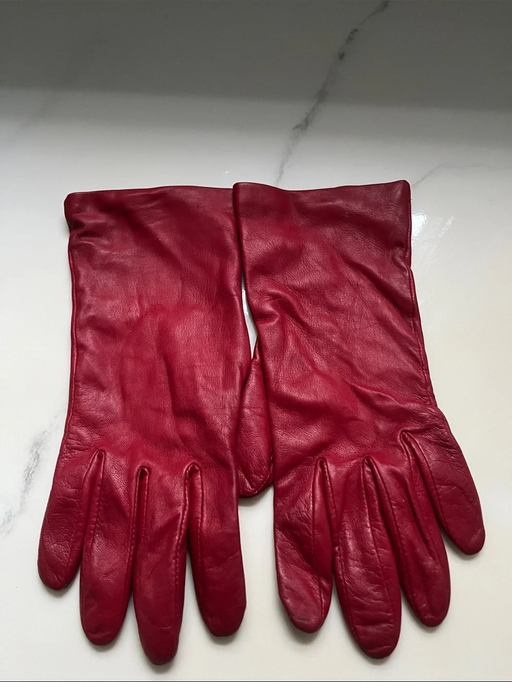 Lord & Taylor Red Leather Gloves